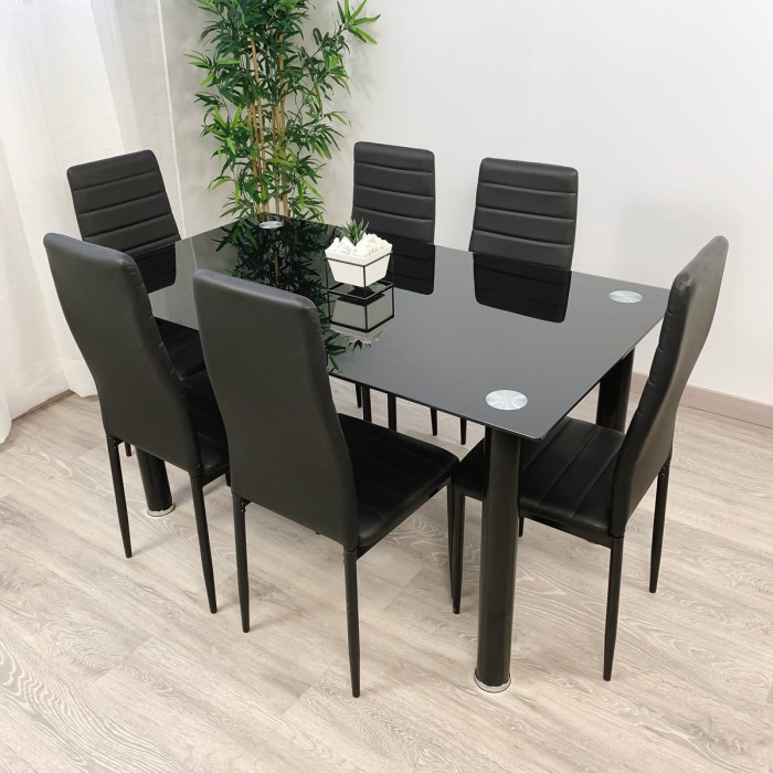 Pack de Mesa comedor + 6 Sillas Tapizadas en Polipiel| Salón Pack de Mesa comedor + 6 Sillas Tapizadas en Polipiel| Salón