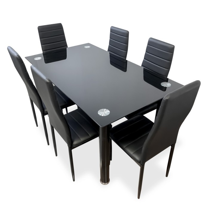 Pack de Mesa comedor + 6 Sillas Tapizadas en Polipiel| Salón Pack de Mesa comedor + 6 Sillas Tapizadas en Polipiel| Salón