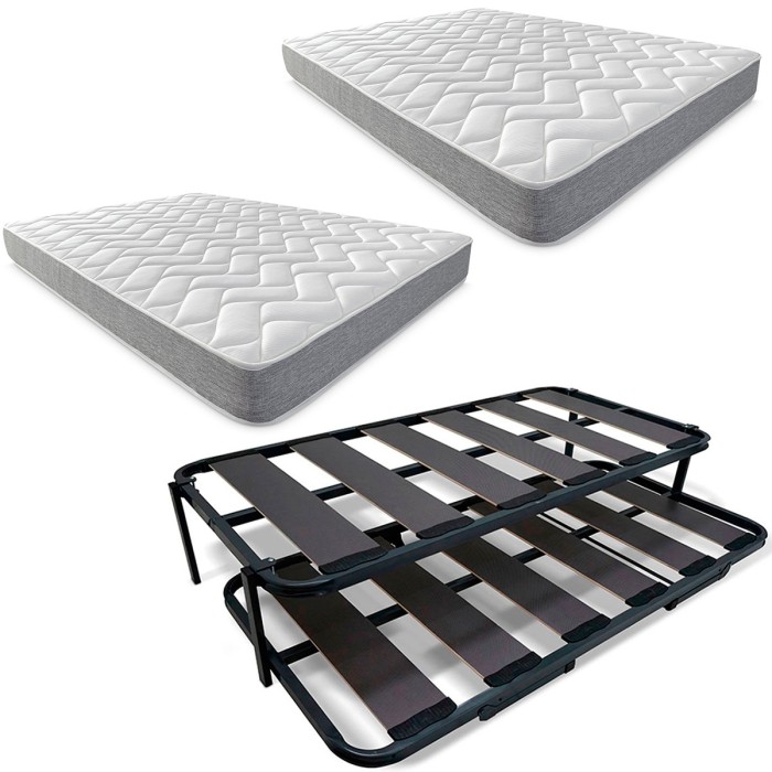 Pack Somier Nido + 2 Colchones Viscoelástico Fresh Reversible | Barcelona Confort Pack Somier Nido + 2 Colchones Viscoelástico Fresh Reversible | Barcelona Confort